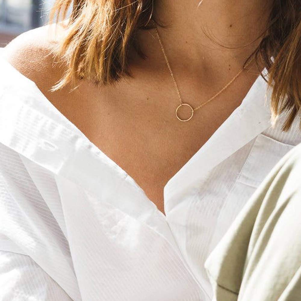 Dainty Layering Simulated Pearls Necklace Circle Necklace Simple Delicate Handmade Y Pendant Necklaces for Women