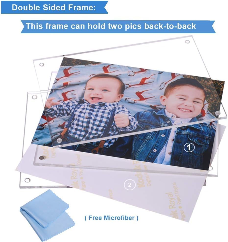 2 Pack 11x14 Acrylic Picture Frame,Clear Double Sided Magnetic Frames With Stand,Frameless Floating Frame for Artwork Poster Certificate Document - size: 11x14"-2