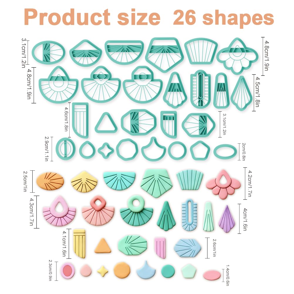 beinkmake 26pcs Tassel Earring Polymer Clay Cutters Set Fringe Clay Tools for Jewelry Making DIY Polymer Clay Cutter