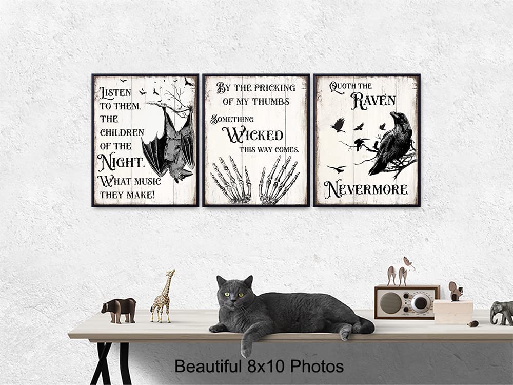Gothic Edgar Allan Poe Decor - The Raven Wall Art - Dracula, Wicca, Vampire Bat, Witch, Witchcraft, Black Magic Supplies - Classroom Decor - Wiccan Pagan Gift - Creepy Spooky Medieval Goth Poster