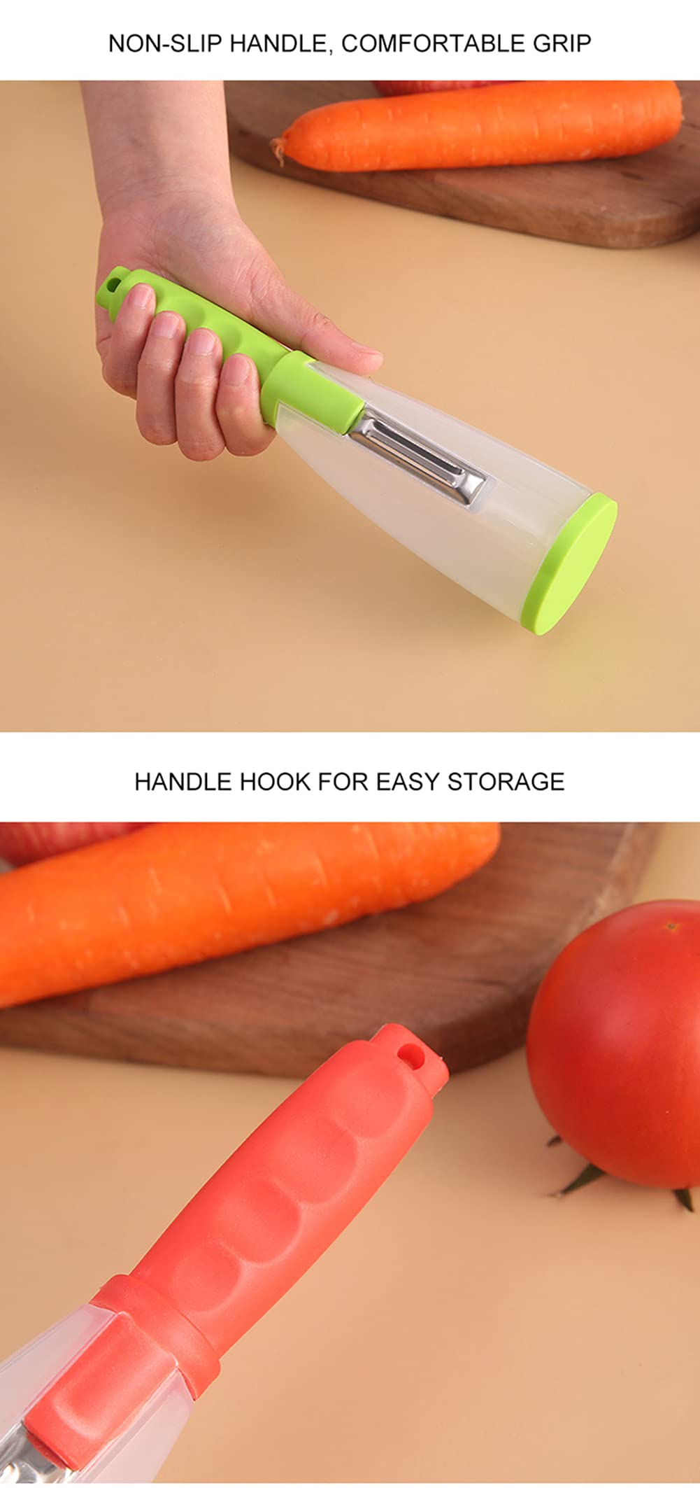 Megqi Multifunctional Storage Type Peeling Knife Peeling Knife With Storage Tube Peeler Peeling Apple Supplies Household Peeling Knife (Green) 21*5.5*5.5