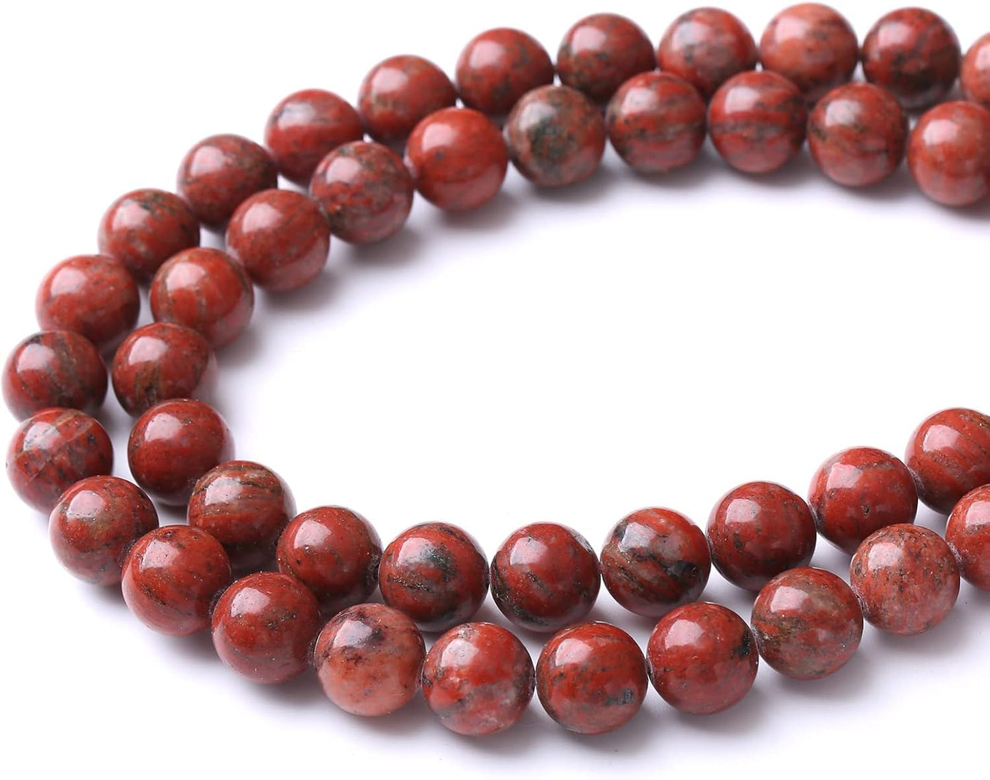 90PCS 4MM Red Seasame Jasper Natural Gemstone Round Stone Beads for Jewelry Making DIY Energy Stone Healing Power Bracelet 15"