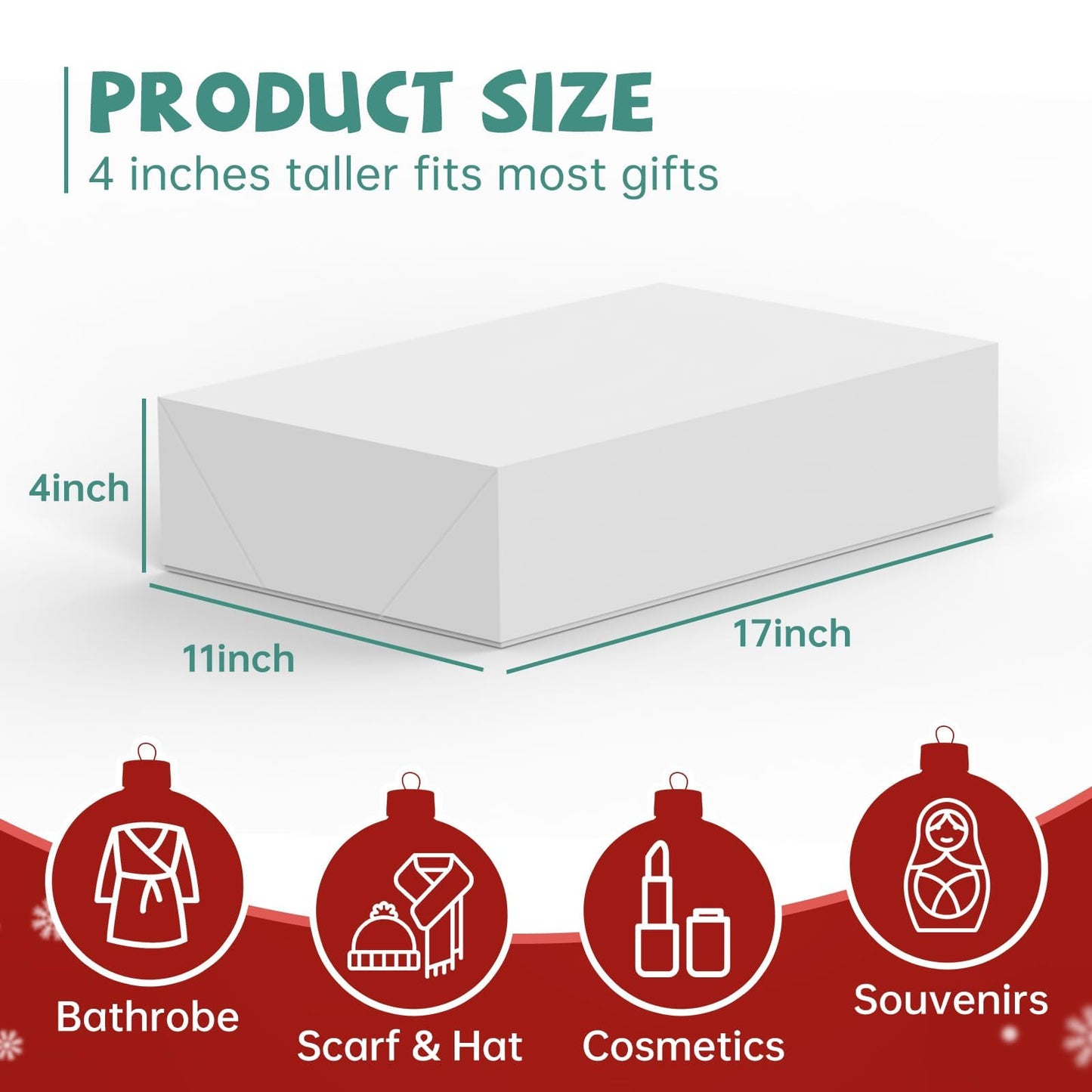 EVERECO 14 Large Gift Boxes with Lids for Presents - 17x11x4 Inches Extra Deep White Shirt Boxes, Christmas Wrapping for Robes, Sweaters, Clothing, Perfect Holiday Gift Box Set