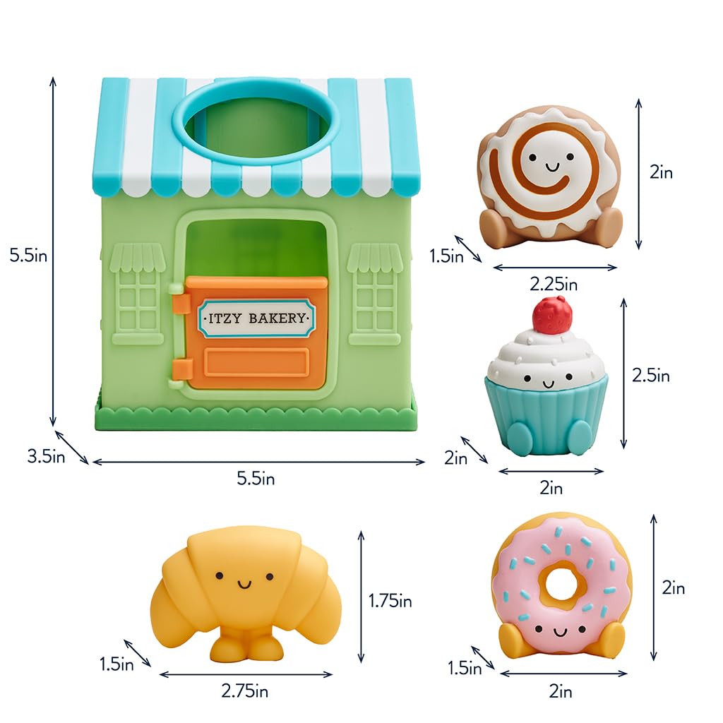 Itzy Ritzy Put & Take Activity Toy – Spill & Fill Includes 4 Squeezable Pieces for Infants & Toddlers – Great for Sorting, Imaginative Play & Sensory Engagement (Bakery)