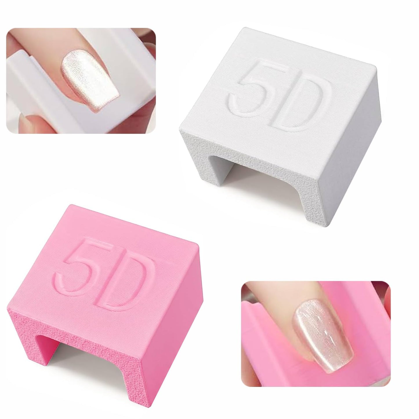 2Pcs 5D Cat Eye Nail Magnet, Strong U-Shape Cat Eye Gel Polish Magnet Tool, Professional Nail Art Magnet Block for Creating 3D/5D Cat Eye, Crystal & Starry Sky Effects for Salon & DIY Manicure