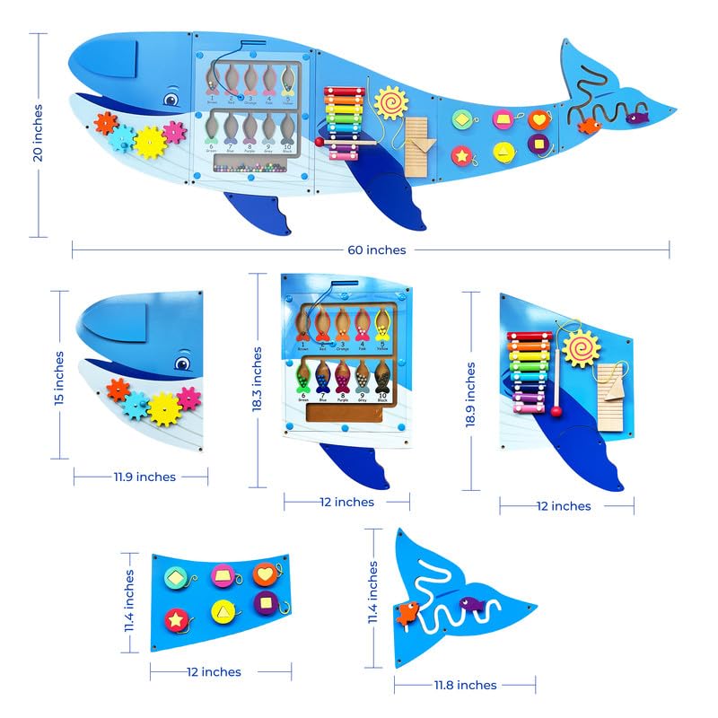 Molcey Sensory Wall Panel for Kids, Includes Removable Theme Stickers, Large Busy Board Wall Mounted Activity Board for Toddlers 1-3, Montessori Wall Toys Interactive Play Panel for Babies Ages 3-5