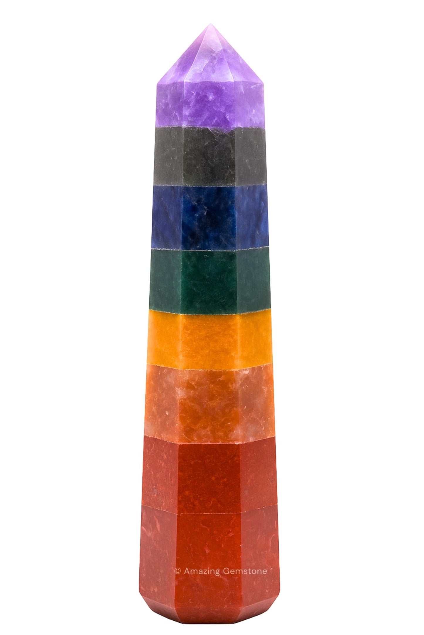 Amazing Gemstone 7 Chakra Crystal Towers ~ Natural Healing Crystal Point Obelisk for Reiki Healing and Crystal Grid (3" to 4" INCH)