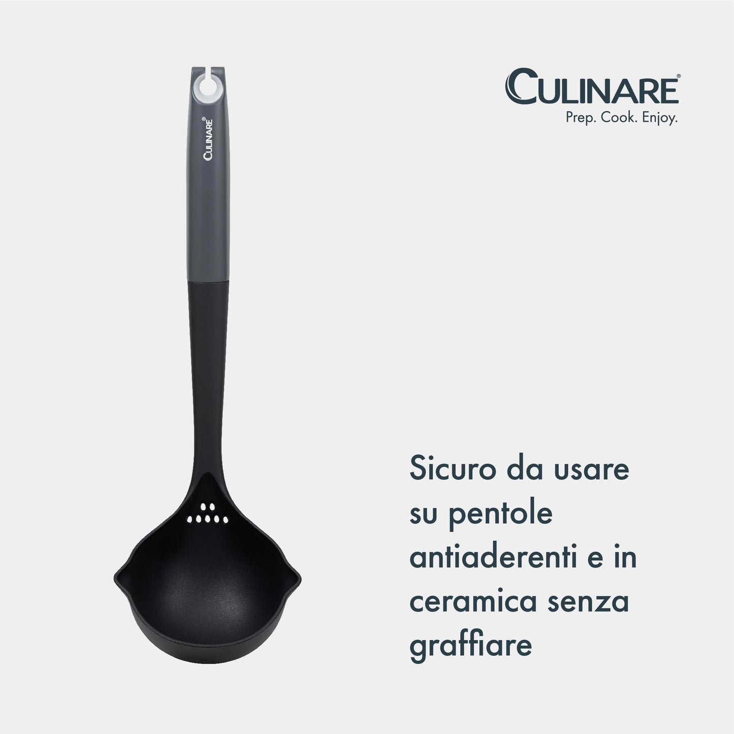 Culinare Soup Ladle with Dual Pouring Spouts & Herb Stripper – Heat-Resistant, Non-Stick Safe Serving Spoon for Soups, Stews & Sauces – Ergonomic Handle, Dishwasher Safe, Easy Storage