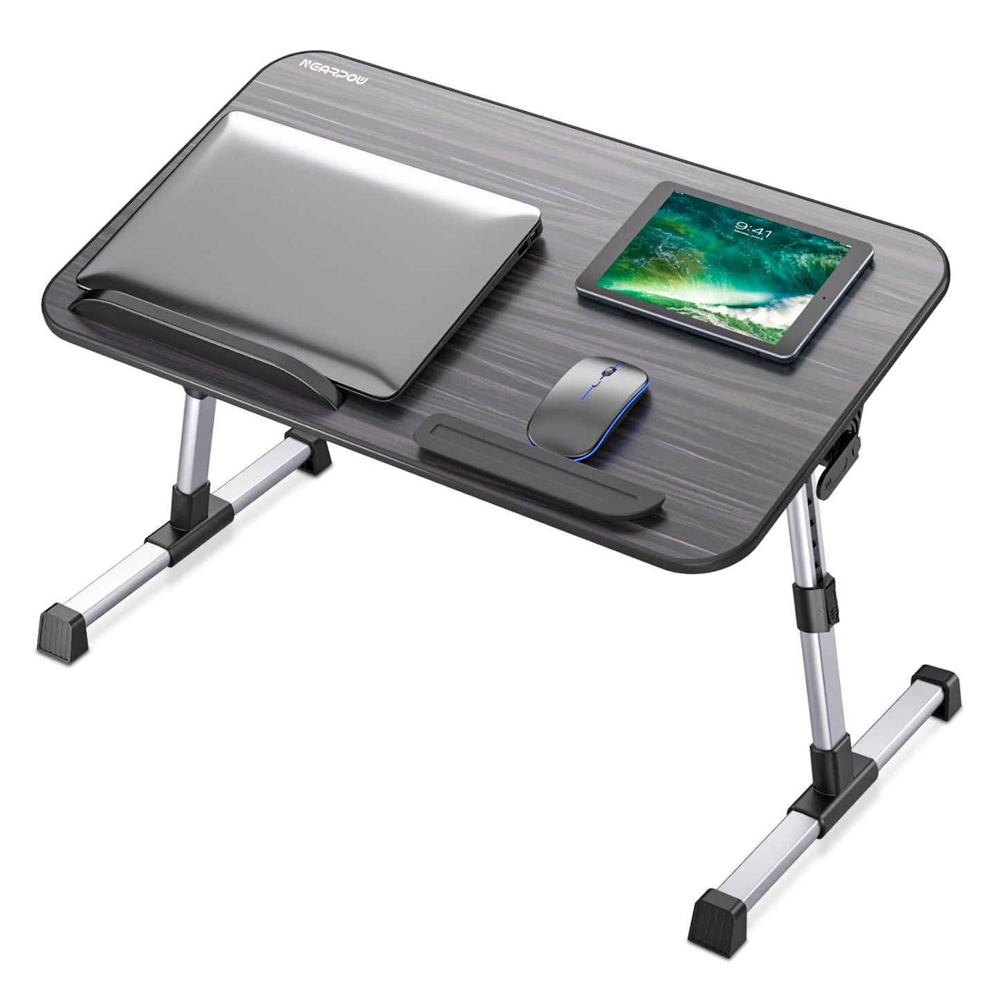 Laptop Bed Tray Table, Nearpow (Larger Size) Adjustable Laptop Bed Stand, Portable Standing Table with Foldable Legs, Foldable Lap Tablet Table for Sofa Couch Floor - Large Size