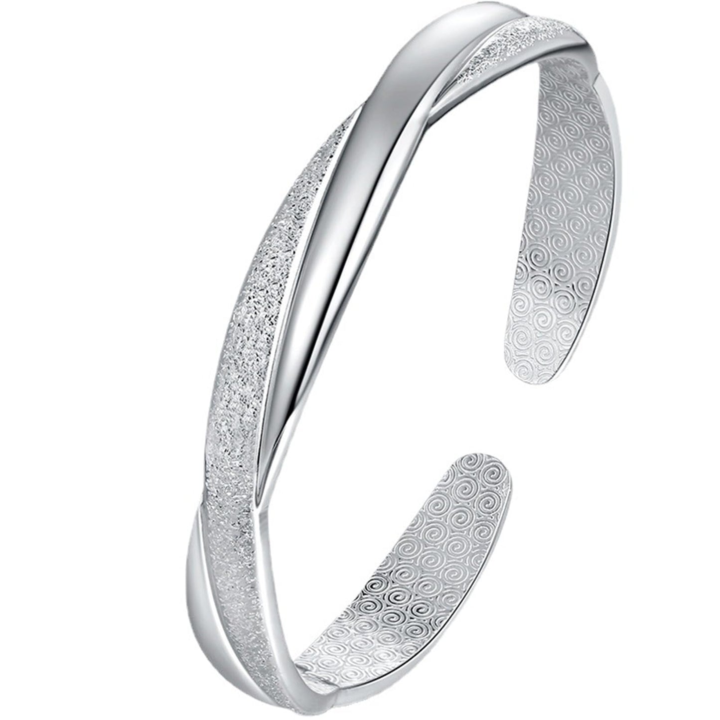 Handmade 925 Sterling Silver Bangle Bracelets For Women Irregular Hammered Cuff Bangles Weave Twist Braid Bangle Bracelets Mobius Eternal Infinity Cuff Bangles Open Adjustable Bangles For Women Gifts