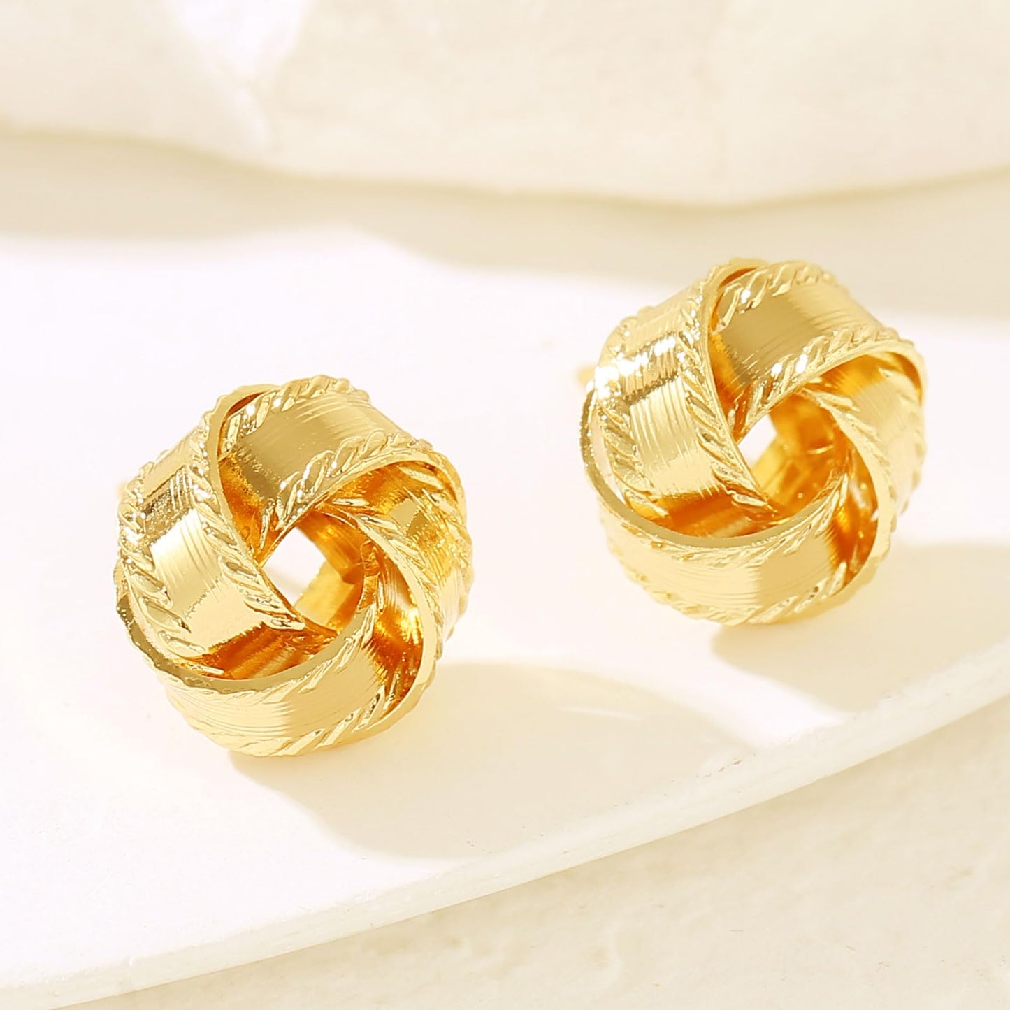 14K Gold Plated Earrings Stud for Womens Small Knot Earrings Golden Twisted Love Knot Jewelry