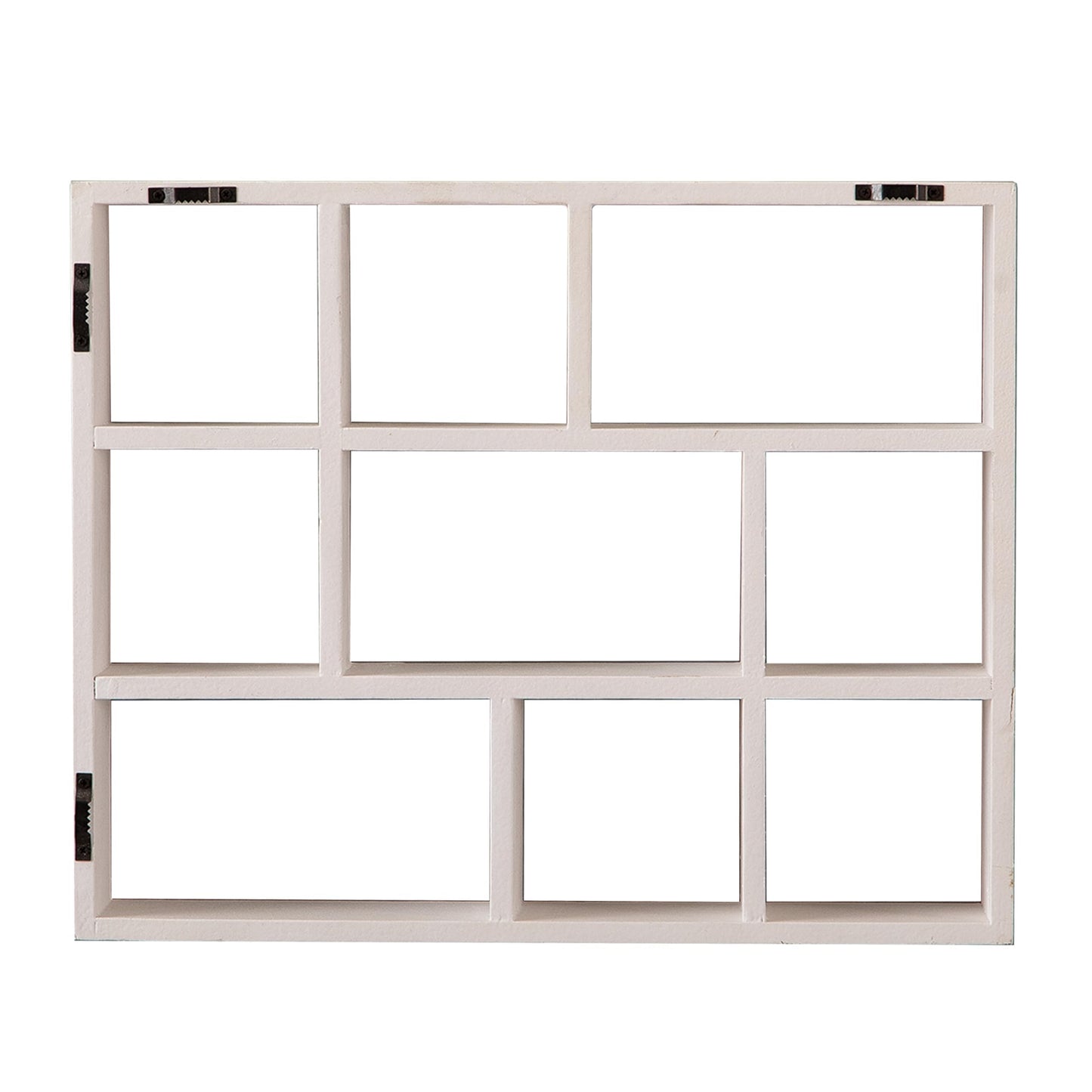 SOFE Small White Shadow Box with Shelves, Wall Shelving Unit 9-Compartments, Freestanding or Wall Mounted Curio Cabinet, Knick Knack Display Shelf, Wood Floating Cube Shelves for Walls, Collectibles