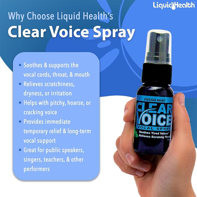 Clear Voice Vocal Throat Spray - Singing Ease & Voice Clarity, Fast Acting Herbal Oral Remedy for Singers, Speakers, Performers - Soothing Dampener, Moisturizer Relief, USA Made (Fresh Mint, 3 Pack)