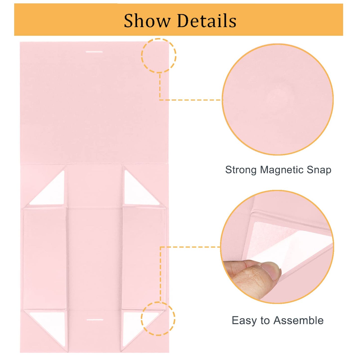 DaiUni 13"X9"X4" Large Pink Magnetic Gift Box with Lid and Ribbon for Presents