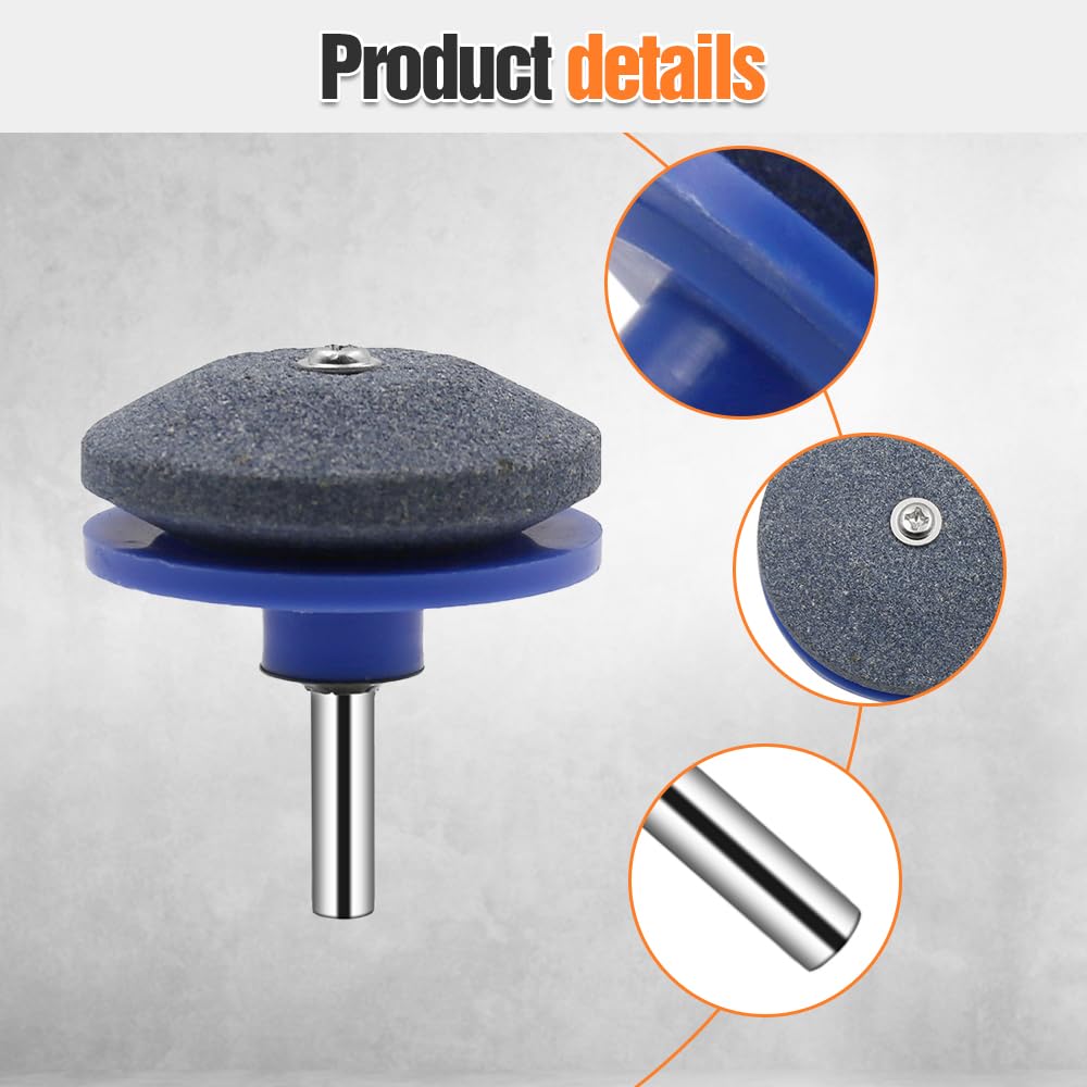 YAUNJI Lawnmower Dull Blade Sharpener, 2024 New Lawn Mower Blade Sharpener Kits, Universal Blade Sharpeners for Lawn Mowers for Any Power Hand Drill (Blue 3 PCS)