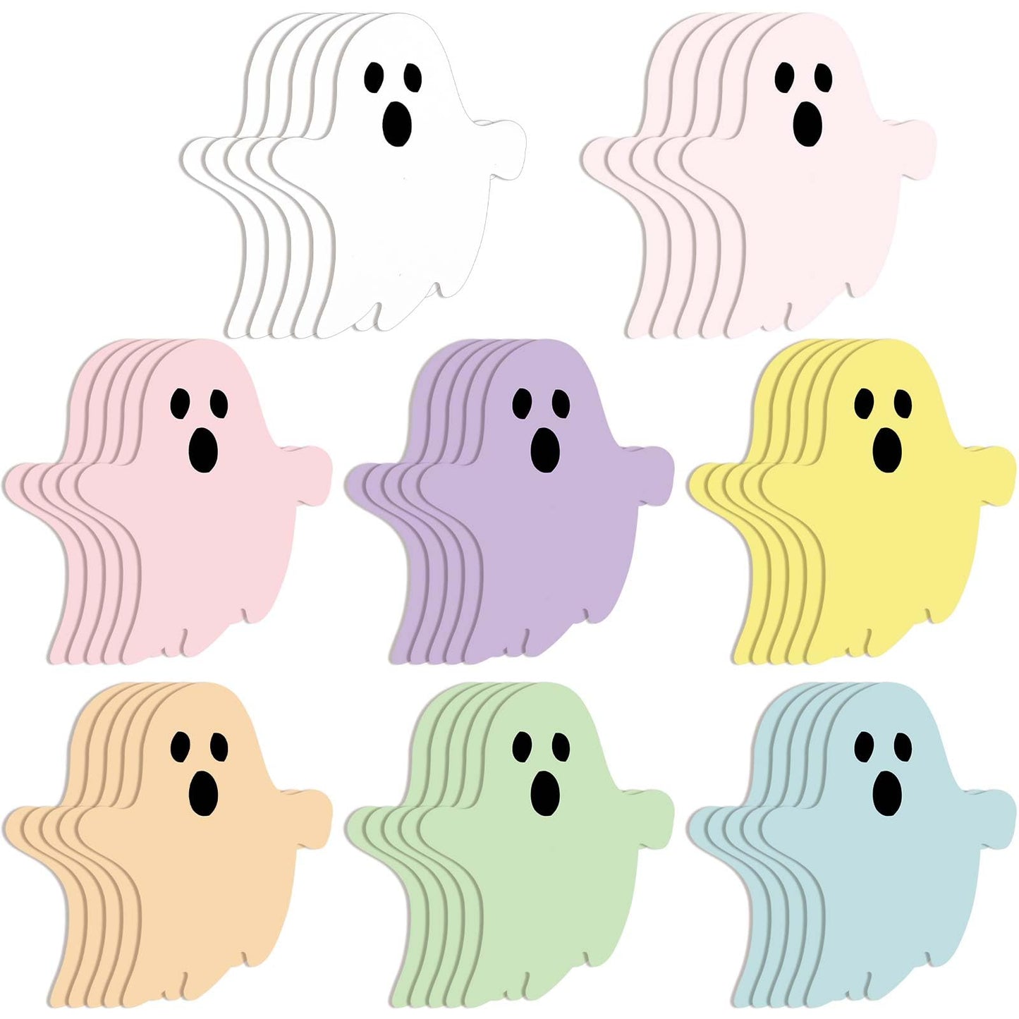 Ctosree 40 Pack Halloween Ghost Sticky Notes 8 Pastel Color Cute Sticky Notes Self-Adhesive 3.15 x 2.6 Inch Kawaii Ghost Memo Note Pads Halloween Stationery for Office Home Gift