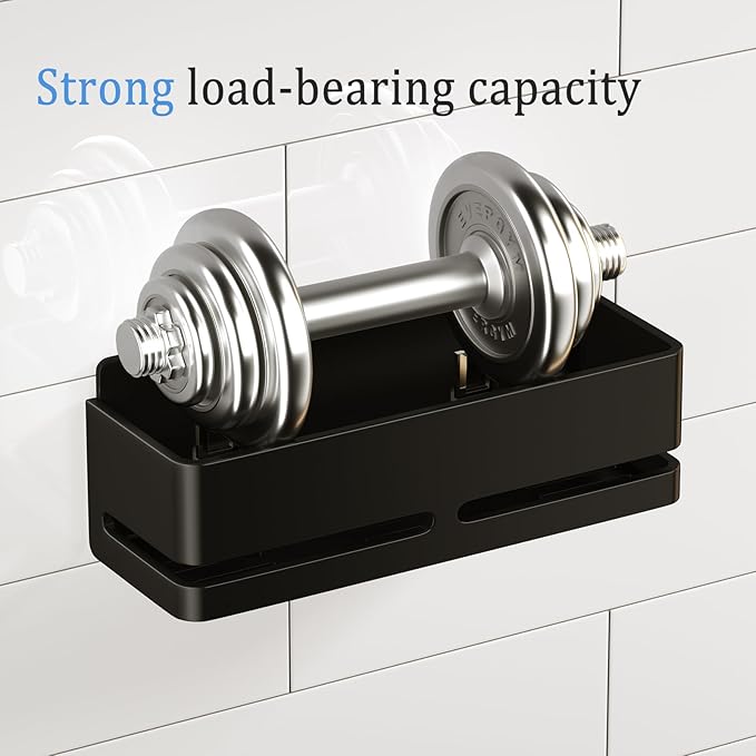 Bathroom Storage Rack (5-Piece Set), Wall-Mounted Shelf with soap Dish and Toothbrush Holder, no Drilling Required, Ideal for Bathroom Storage and Also Suitable for Kitchen (Black)
