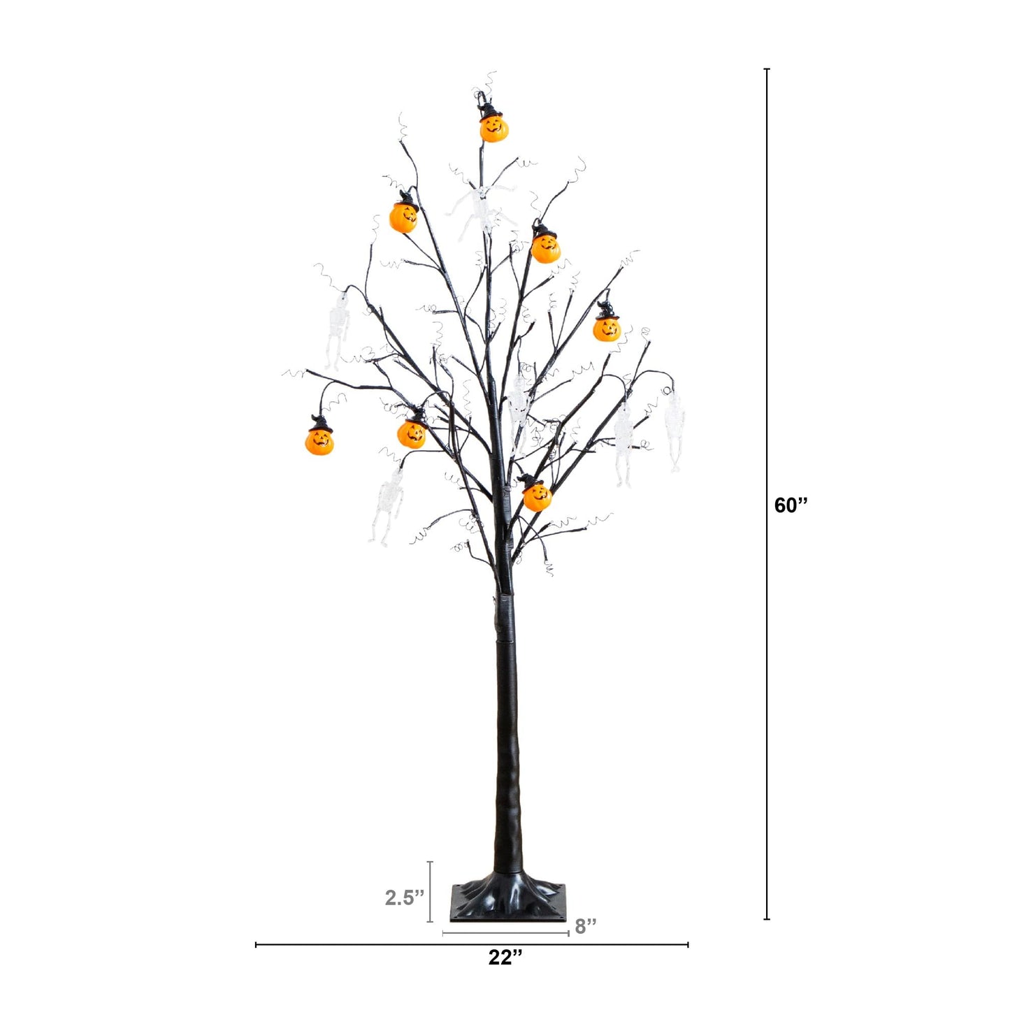 Nearly Natural 5ft Pre-Lit Halloween Pumpkins and Skulls Ornament Tree with 72 Warm White LED Lights