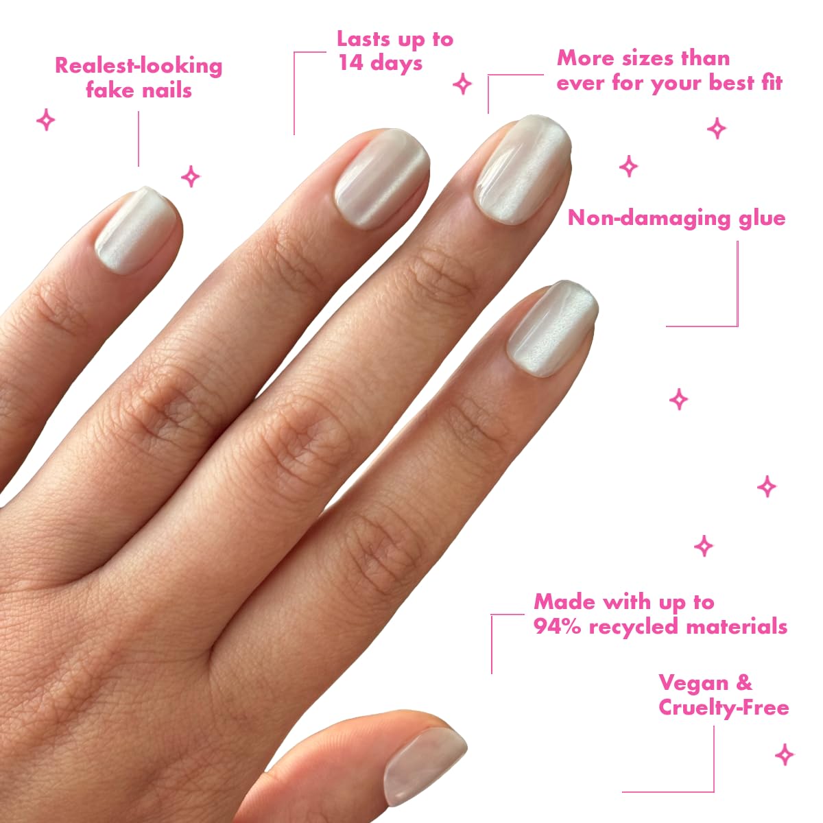 Olive & June Maximalist Instant Mani Press-On Nails (Glue) | 42 Fake Nails, 21 Sizes | Non-Toxic, Long-Lasting Big, Bold Gorgeous Realistic Look | Extra Short, Squoval | Marshmallow Velvet