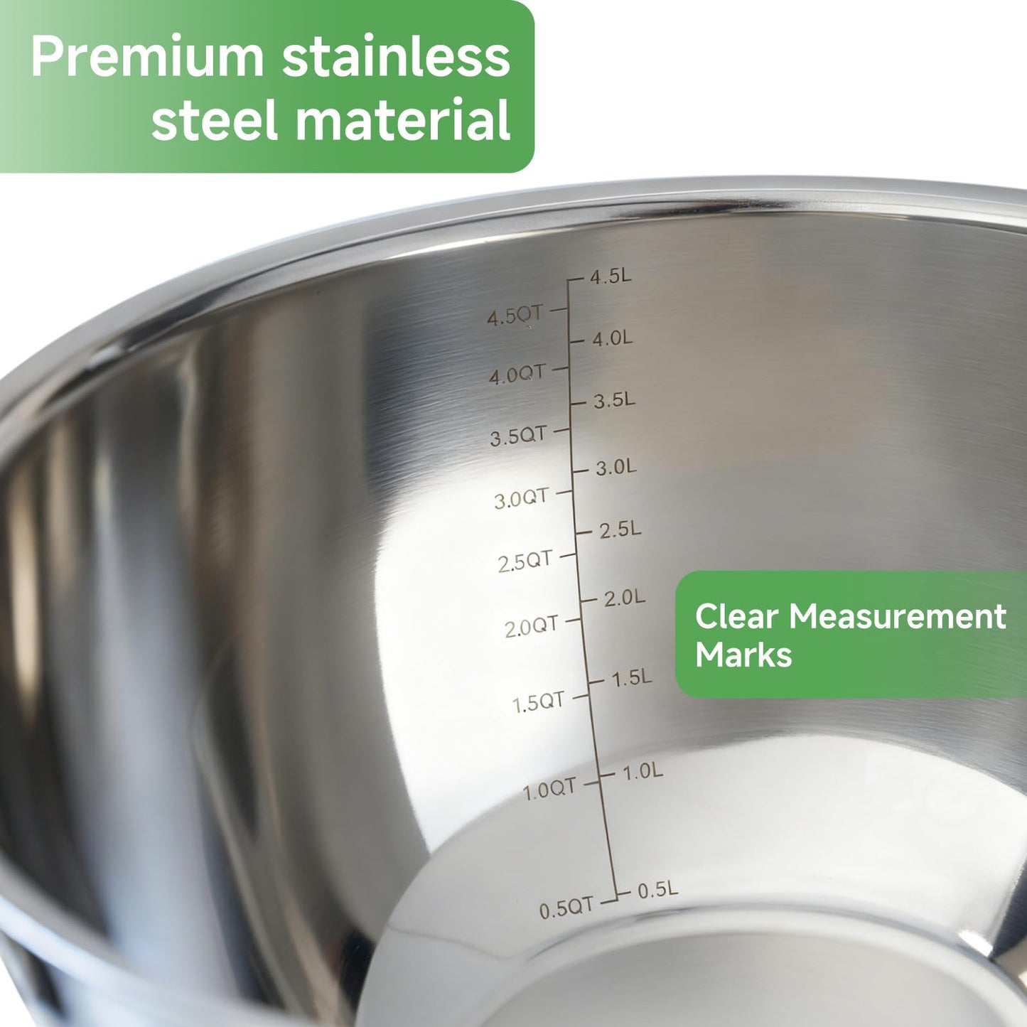 Mixing Bowls with Airtight Lids, Stainless Steel Nesting Bowl Set with Clear Lids & Valve, 3 Essential Sizes (1.5/3/5 QT), Measurement Marks, Non-Slip Silicone Base, Food Prep & Fridge Storage, Black
