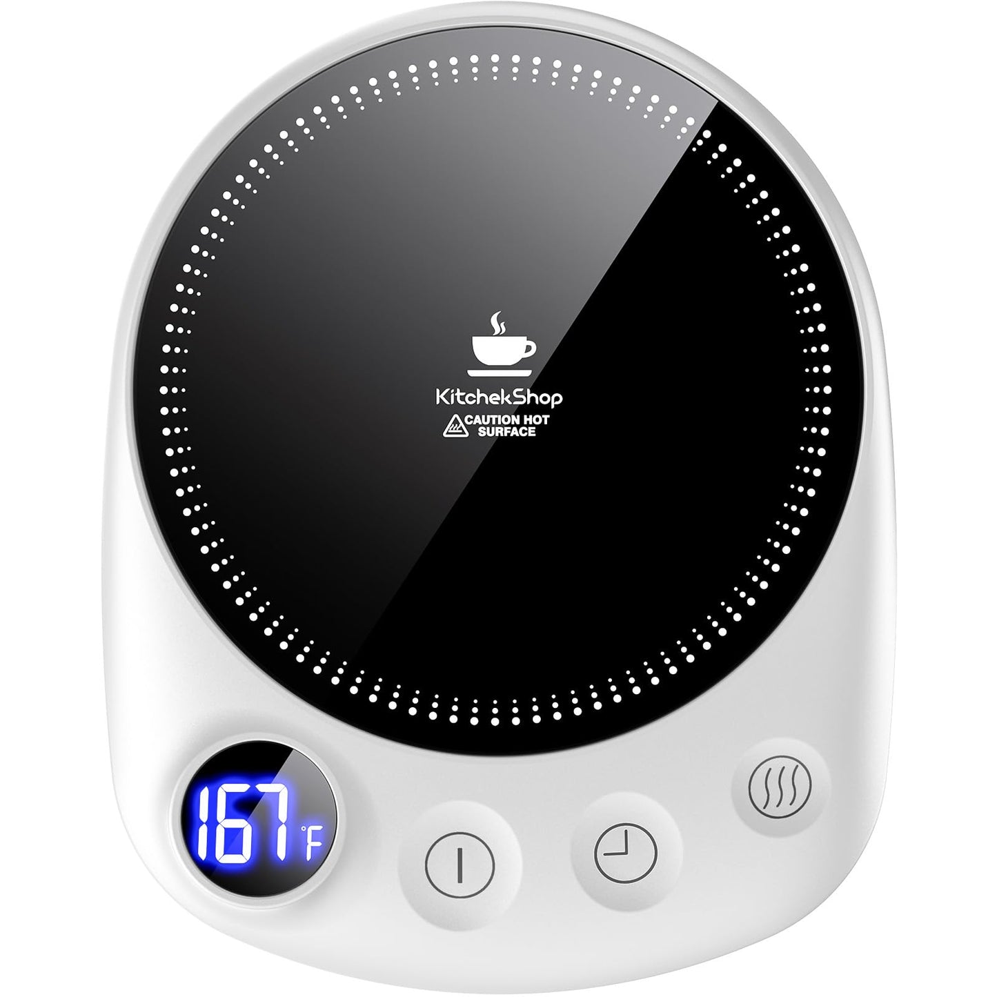 KitchekShop Coffee Mug Warmer - Fastest Heating & Highest Temperature, Coffee Cup Warmer for Desk Auto Shut Off, 4 Temp Settings & 1-12H Timer, Smart Electric Beverage Warmer for Coffee, Tea (White)