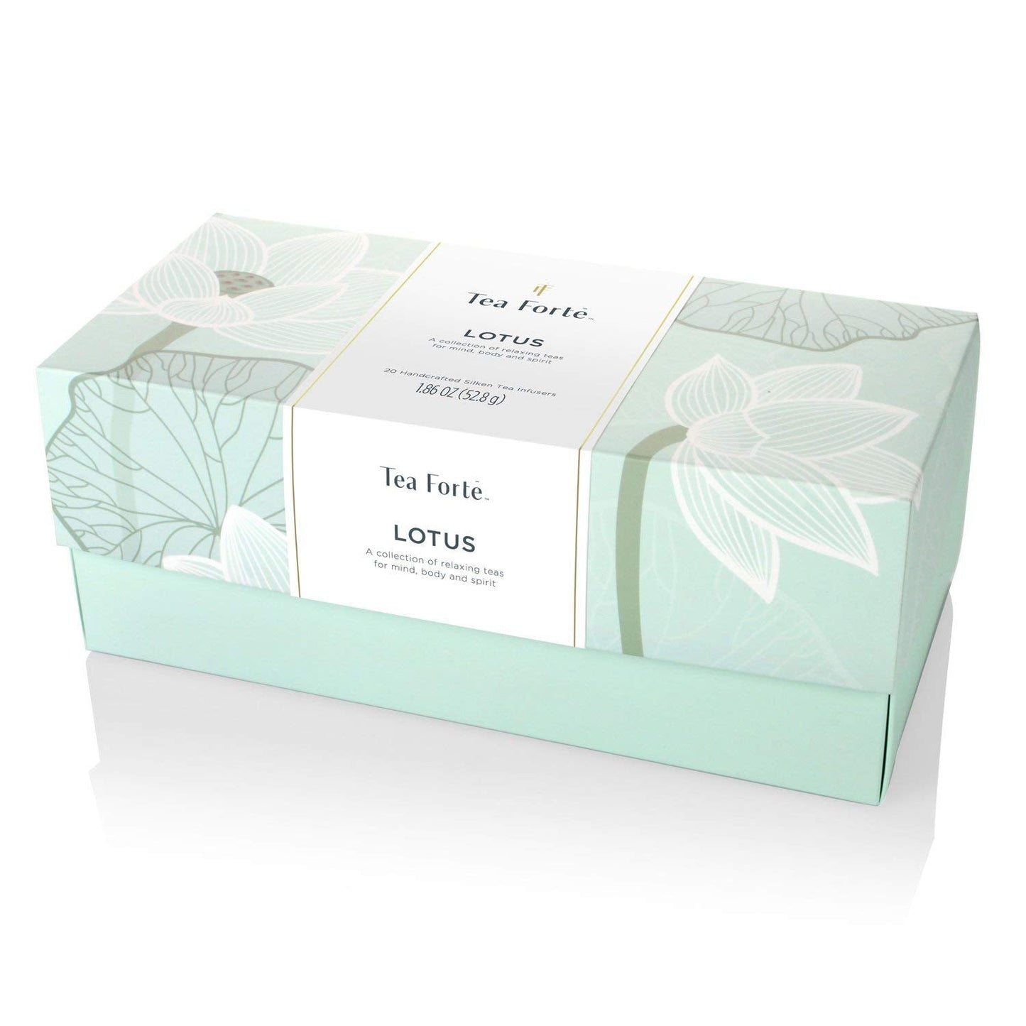 Tea Forte Premium Presentation Box Gift Set Sampler, 20 Count, Assorted Blends Individually Wrapped Handcrafted Pyramid Infuser Bags, Lotus Tea