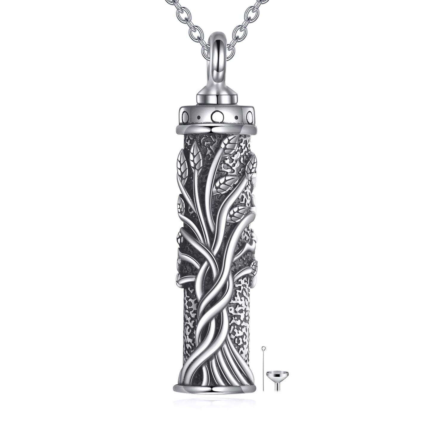 POPLYKE Tree of Life Urn Necklaces for Ashes Sterling Silver Tree of Life Cremation Jewelry for Women Men