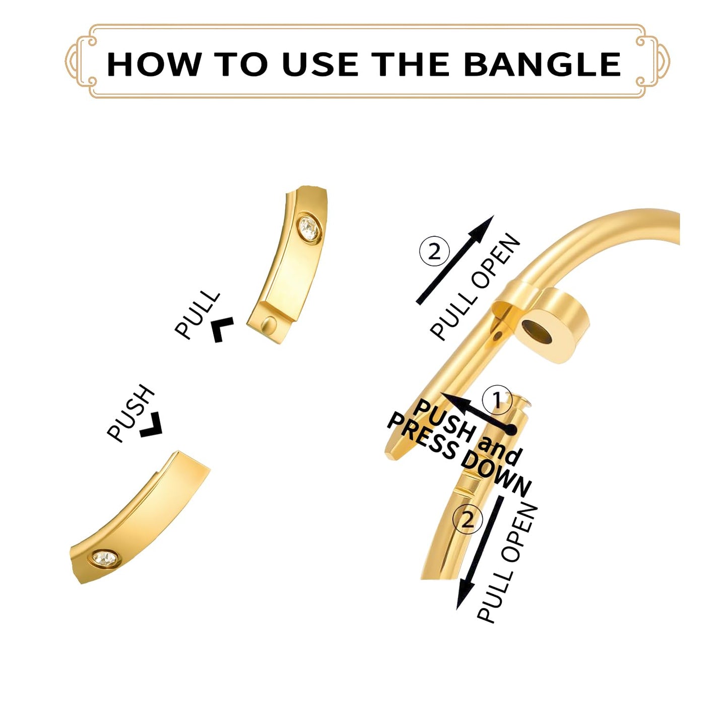 18K Gold Plated Stainless Steel Love Nail Bangle Clover Bracelet Set Stackable Dupes for Love Trendy Jewelry (Gold and White)