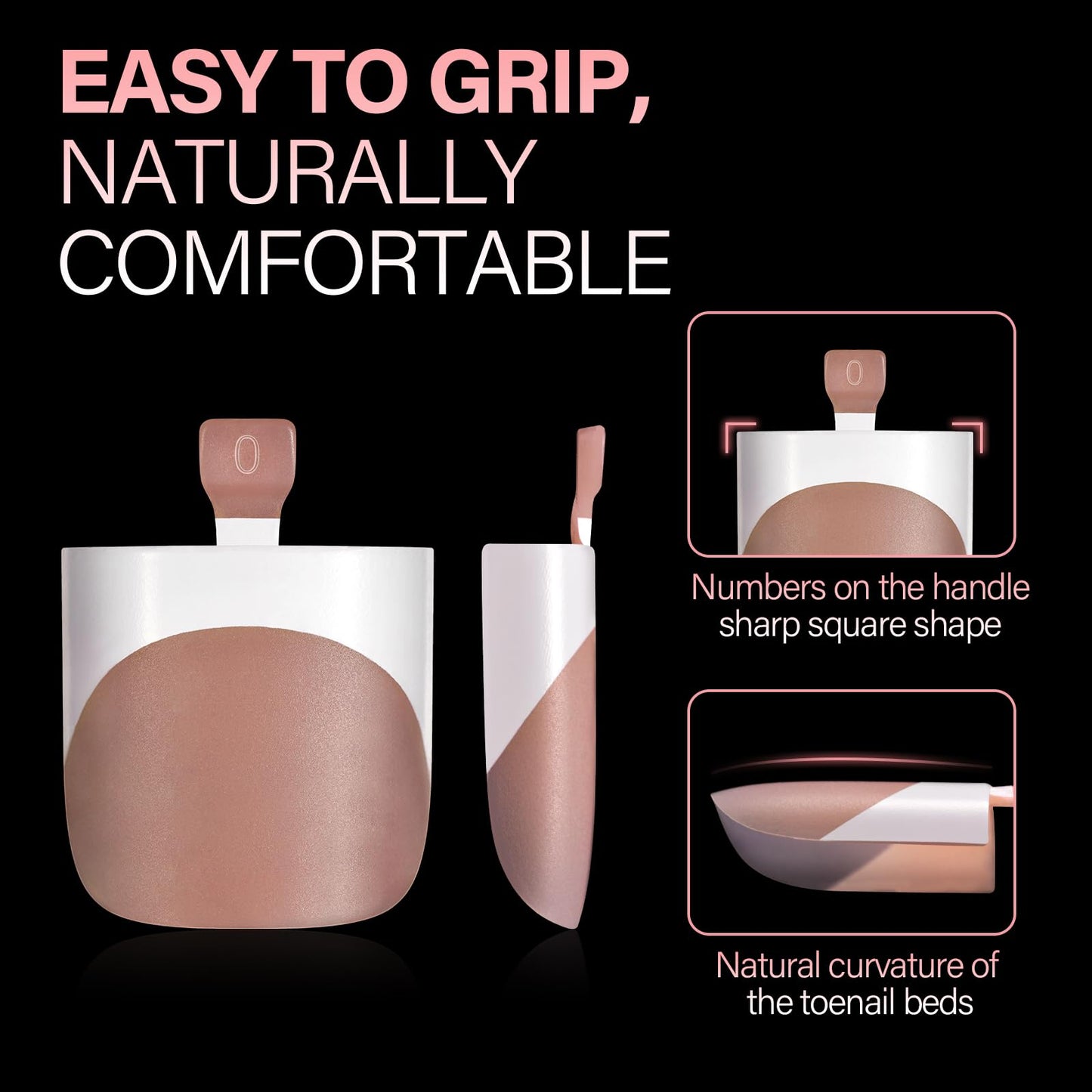 AILLSA French Tip Press on Toe Nails, 150PCS Sharp Square Brown Pink Acrylic Fake Toenails 15 Sizes Full Cover Long-Lasting for Women DIY Pedicure