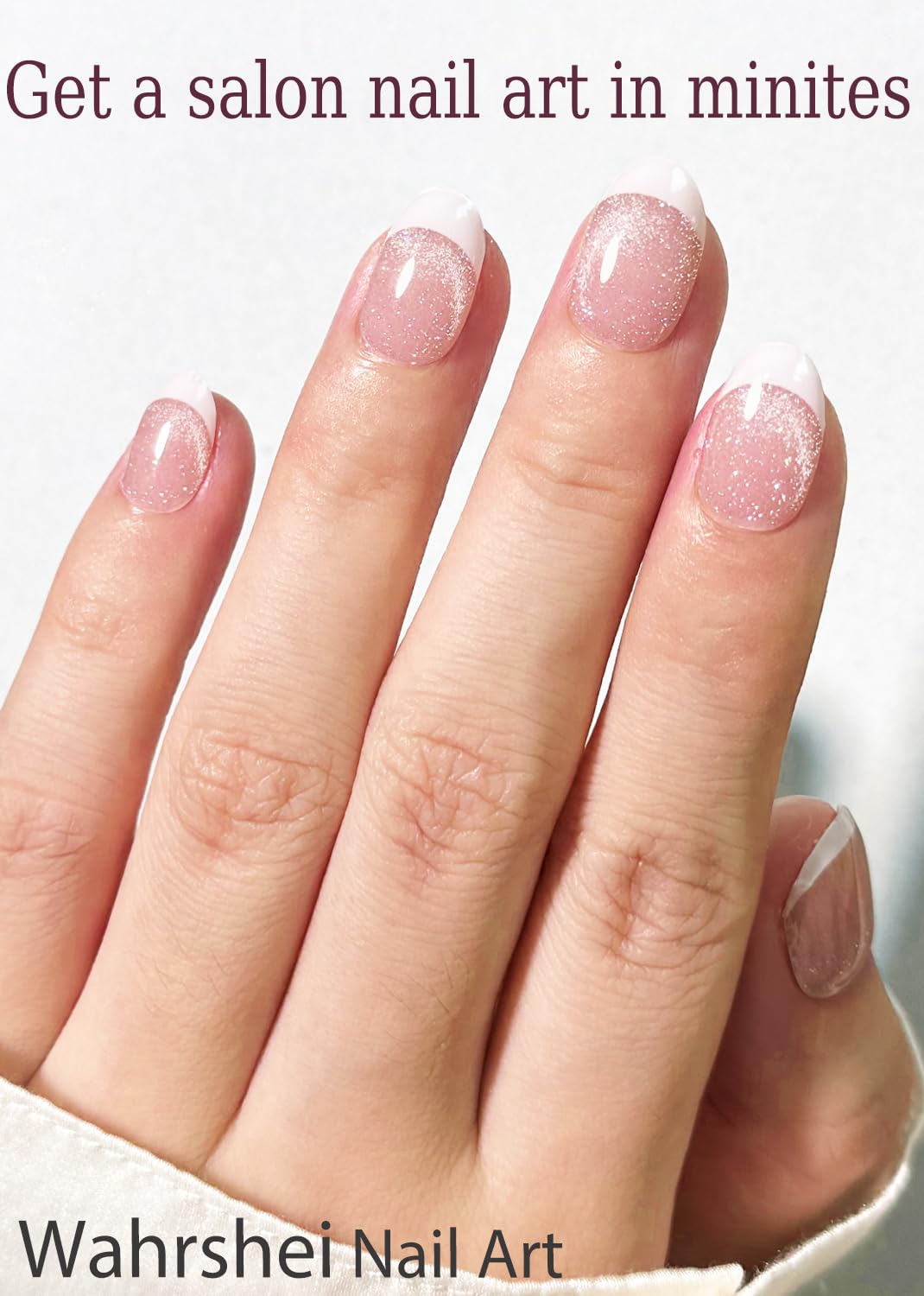 Semi Cured Gel Nail Strips, French Cat Eye 20pcs Adhesive UV Sticker, Wraps for Home Manicure DIY