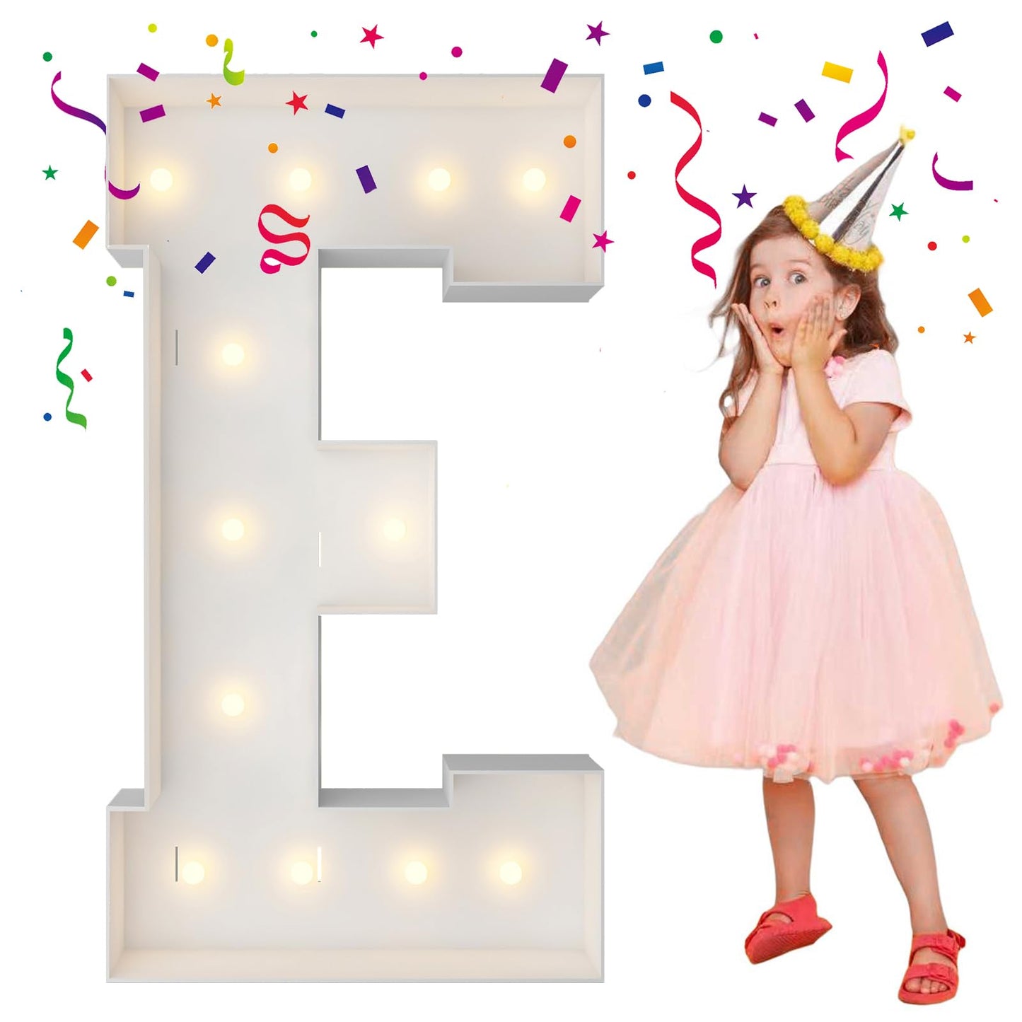 4FT Marquee Light Up Letters, Large Marquee Letters, Mosaic Balloon Frame Letters Big Letter For Engagement Wedding Decorations Birthday Party Backdrop Decor, Balloon Arch Kit Letter E