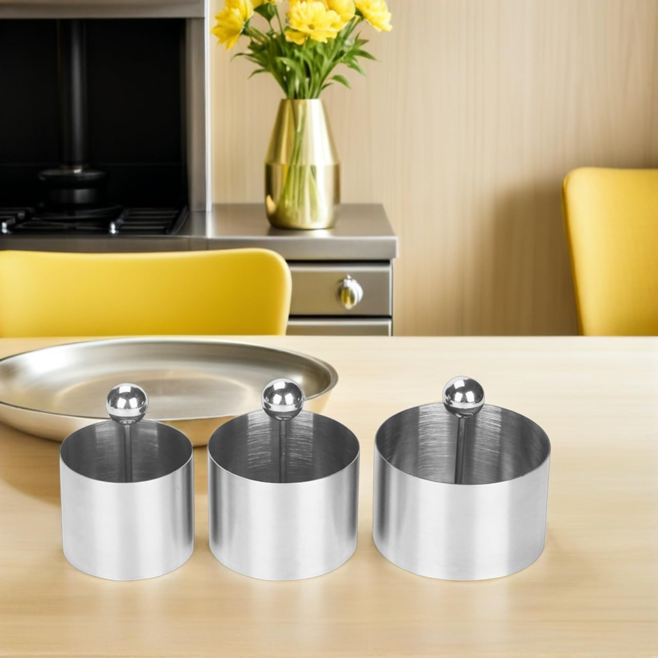 CONGARTENO Round Cold Dish Mold Stainless Steel Kitchen Utensil for Cold Dish Shaping Dessert Mold Baking Tool with Press Plate