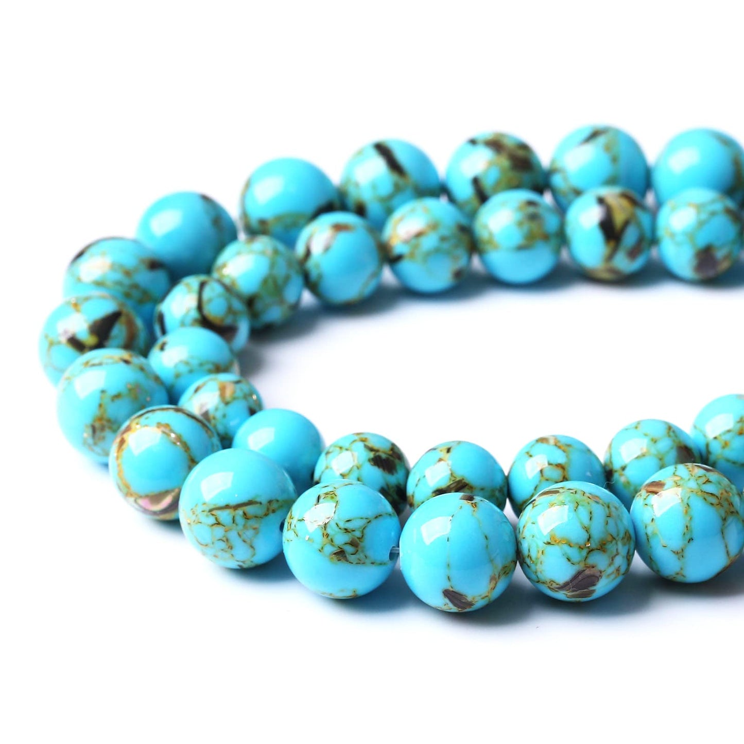 45PCS 8MM Beads - Shell Turquoise & Mother-of-Pearl Round Loose Natural Gem Beads for Jewelry Making - 15