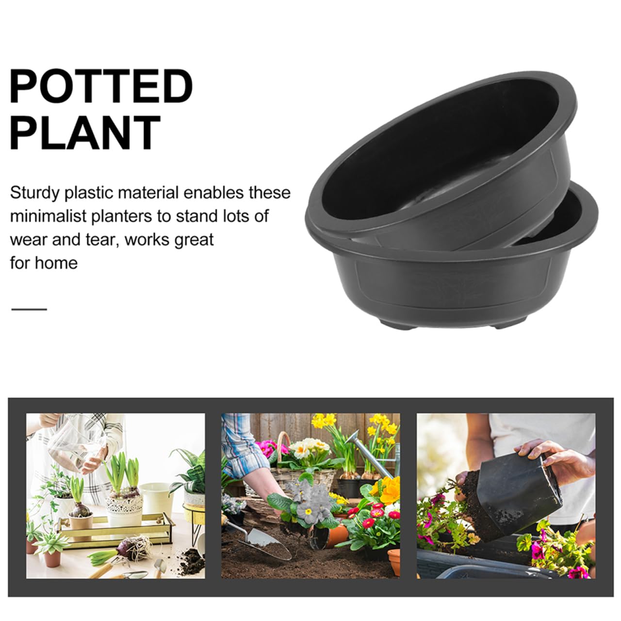 ERINGOGO 2 PCS Bonsai Training Pots, 17'' Bonsai Plants Growing Pot Plastic Oval Planter with Drainage Hole, Large Deep Flower for Nursery, Garden, Balcony