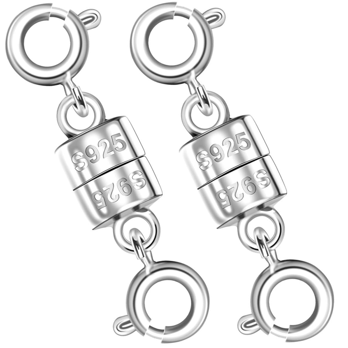 925 Silver Magnetic Necklace Clasps, Magnetic Necklace Clasps and Closures for Bracelet Necklace Extender (2pcs Silver)