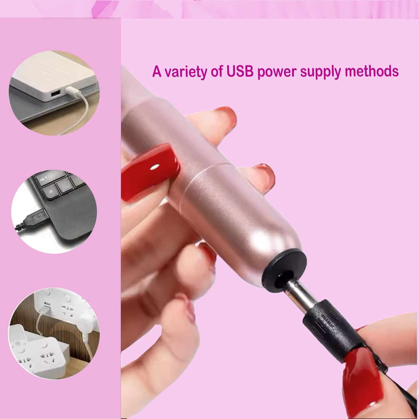 Portable Electric Nail Drill - Professional Manicure File With 25,000 RPM and 12 Bits for Gel Polish Removal