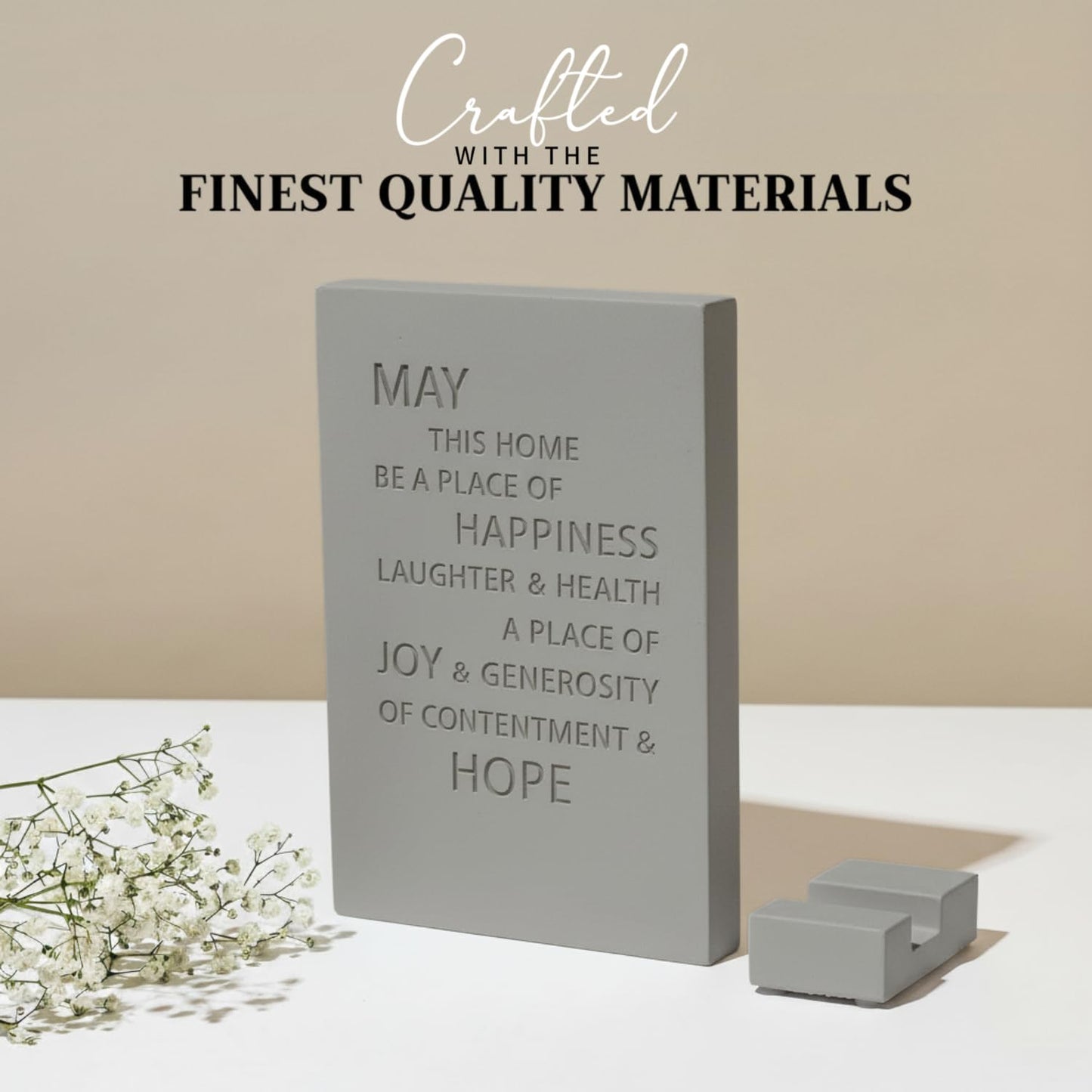 SURI Jewish Home Blessing – Modern Concrete Bless This Home Sign, Jewish Home Decor & New Home Gift