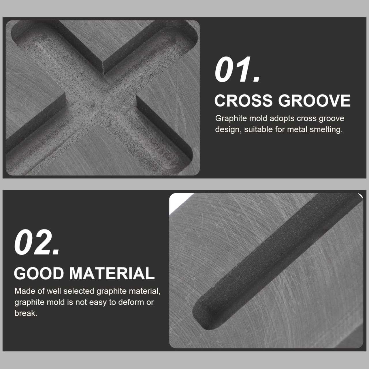 4pcs Gold Silver Graphite Ingot Mold Cross Shape Jewelry Melting Tool for Casting High Thermal Stability Conductivity for Melting Alloys