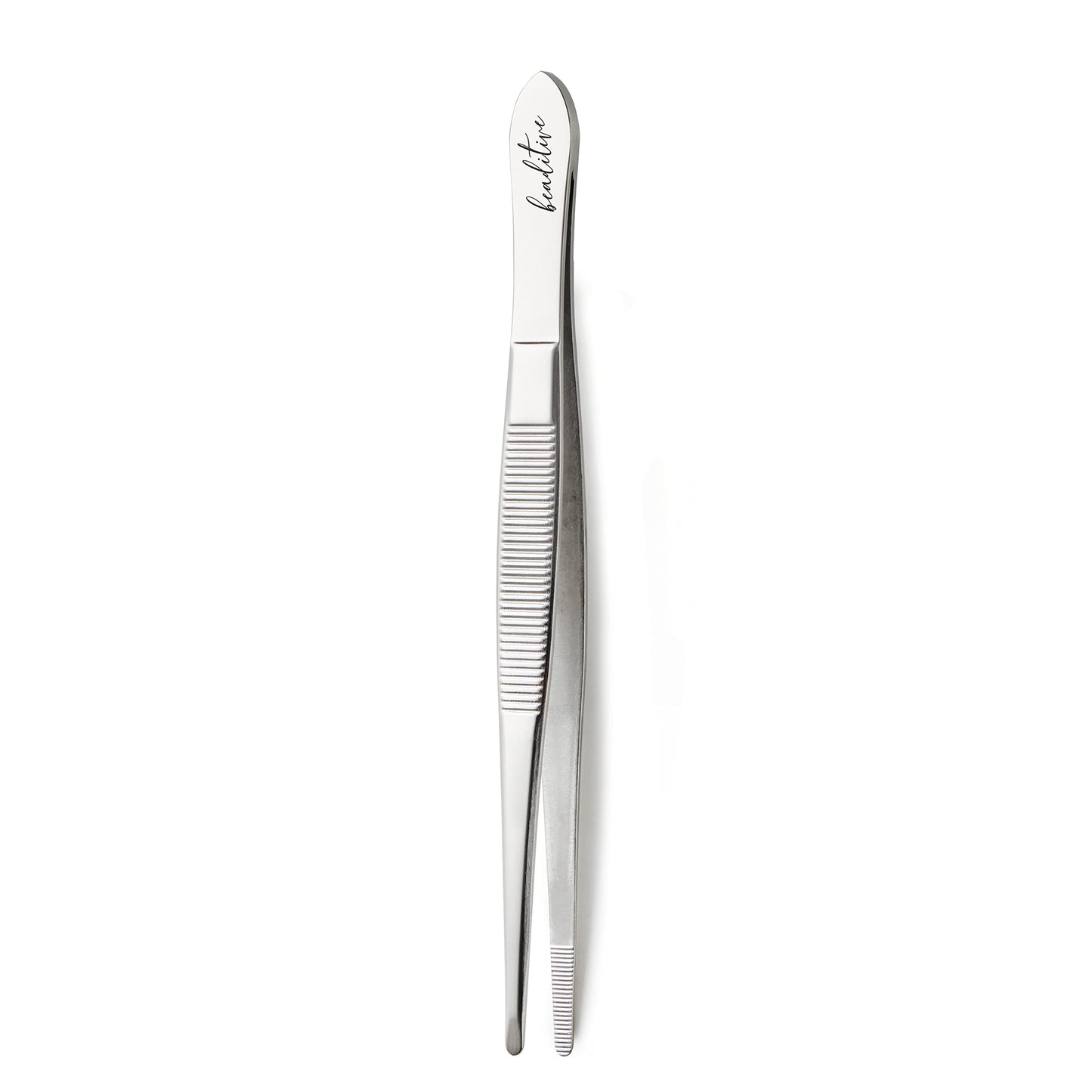 Beaditive 5.5-inch Sewing Machine Tweezers Set (3-pc) Serrated Straight Tips | Professional Grade, High Precision | Stainless Steel
