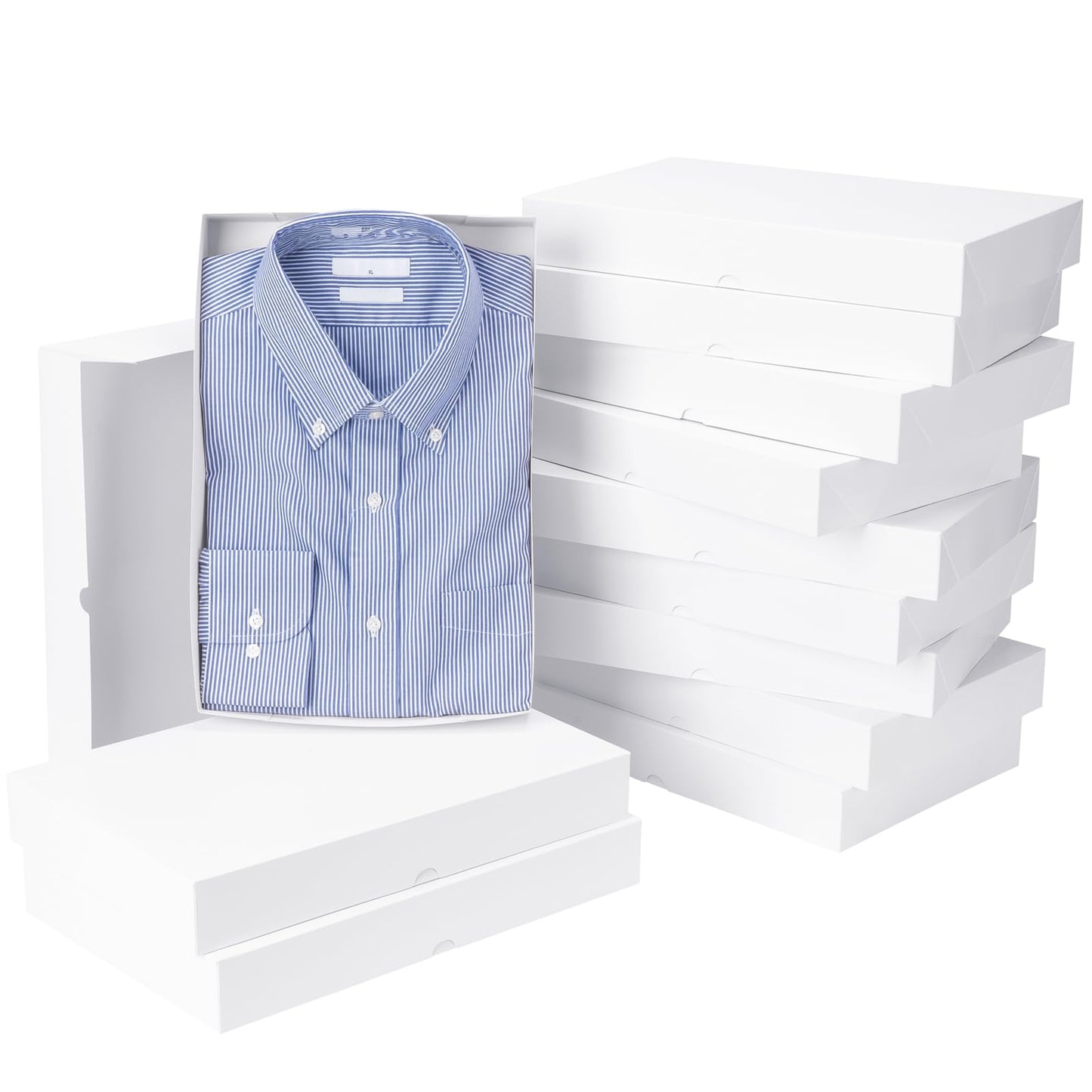 UnicoPak 12 Pack Medium White Cardboard Gift Boxes with Lids for Presents, Gift Boxes for Clothes, Shirt Boxes, 14.25x9.5x2 Inches