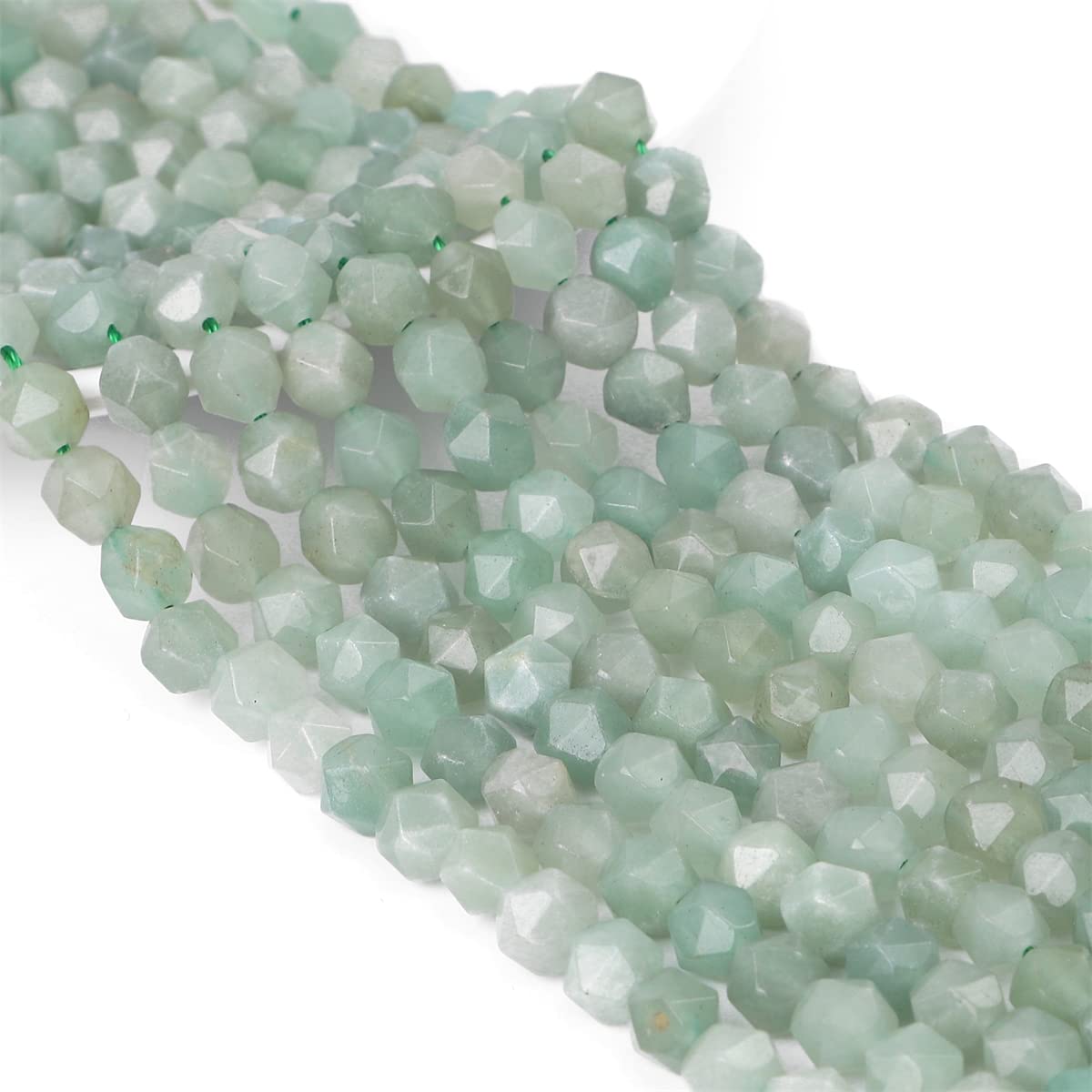 BEADIA Faceted Natural Green Aventurine Jade Stone Round Beads 6mm 36cm/Strand for Jewelry Making