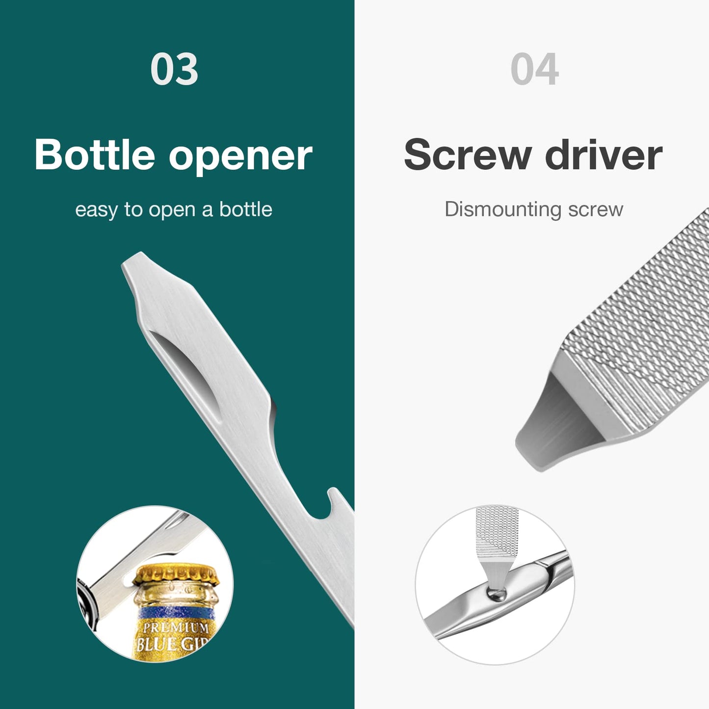 MR.GREEN Multifunctional Nail Clippers Stainless Steel Six Functions Nail Cutter Nail Files Small Knife Scissors (Large)