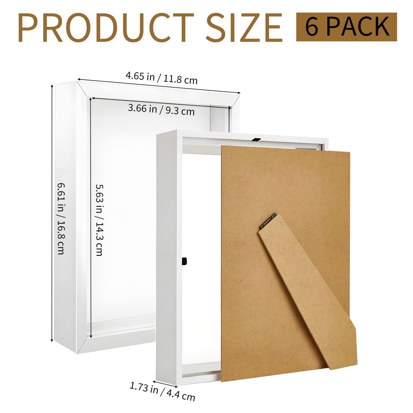 Zmpkhba 6 Pack 4 x 6 Inches Shadow Box Frame, Bulk Picture Frame, Small Wood Memory Display Case Boxes for Photos, Dried Flowers, DIY Craft, White