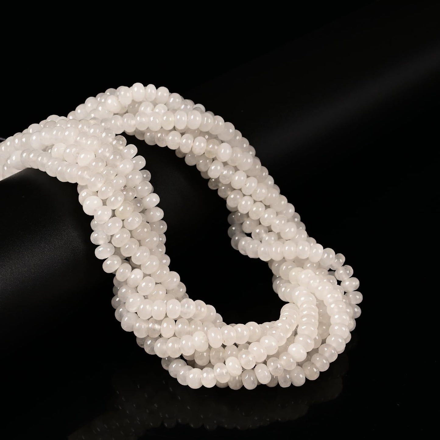 ICAI 4x6mm Natural Rondelle Beads – Loose Gemstone Spacers for DIY Jewelry Making (White Jade)