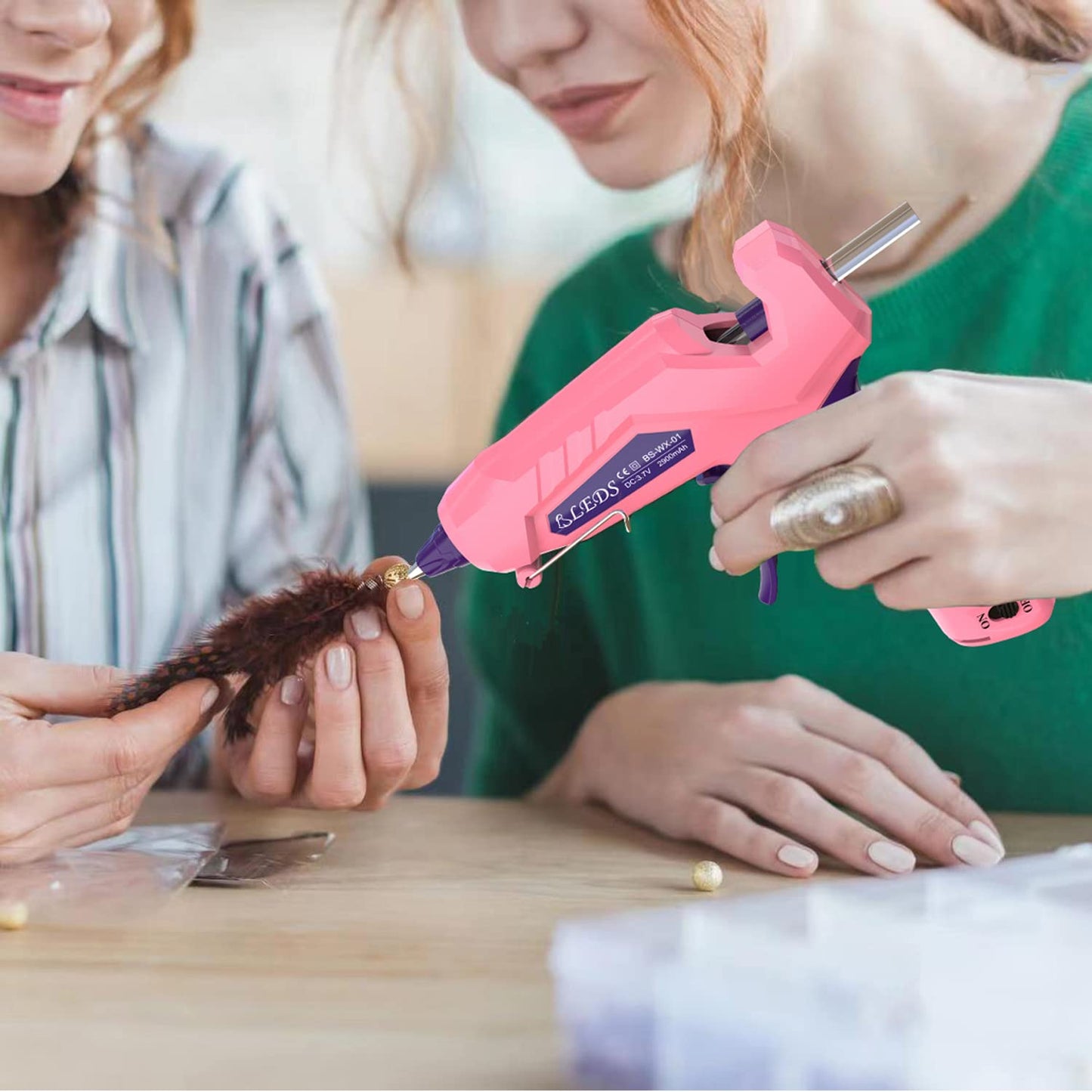 BLEDS Cordless Hot Glue Gun, Fast Preheating Mini Glue Gun Kit with 30 Glue Sticks & Storage Case, 2900mAh Rechargeable Anti-Drip Wireless Glue Gun for DIY Crafts, Home Repairs and School Projects