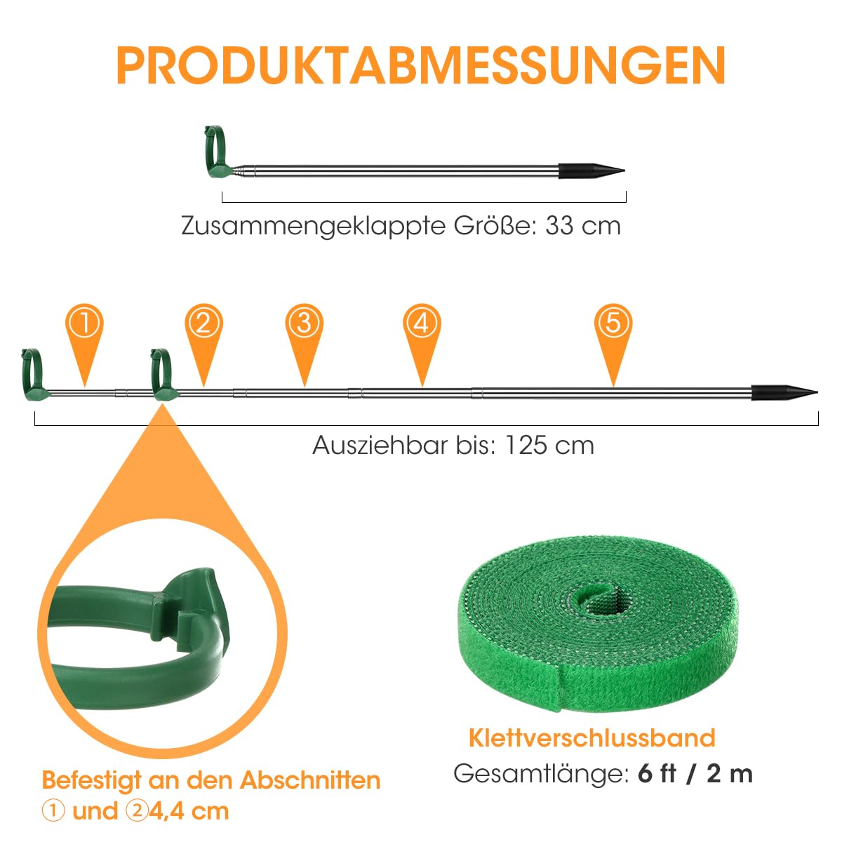 Aieve Extendable Plant Stakes, 13in to 49in Stainless Steel Telescoping Monstera Plant Support Stakes, Indoor Outdoor Garden Stake Support Sticks for Tomato Vegetables Monstera Vine (5 Packs)