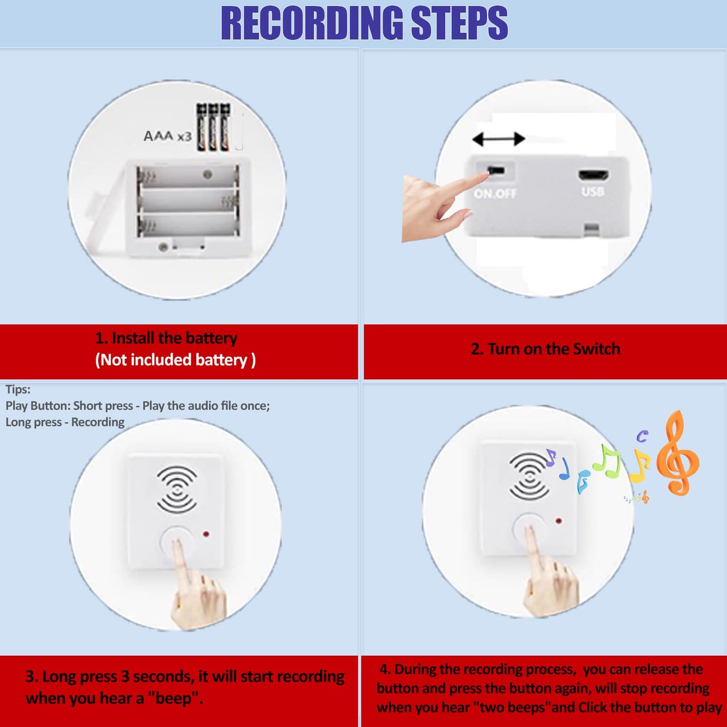 16 Minutes Voice Recorder for Stuffed Animals,Voice Box for Recordable Presents,Recordable Button Sound Box for Crafters,Hobbyists,Stuffed Animals,School Presentations,Personalized Items,etc.