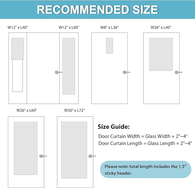 RYB HOME Blackout Door Curtain - Privacy Thermal Insulated Front/Tricia/Patio French Door Glass Window Curtains for Living Room Dining, W36 x L69 inch, 1 Panel, Black