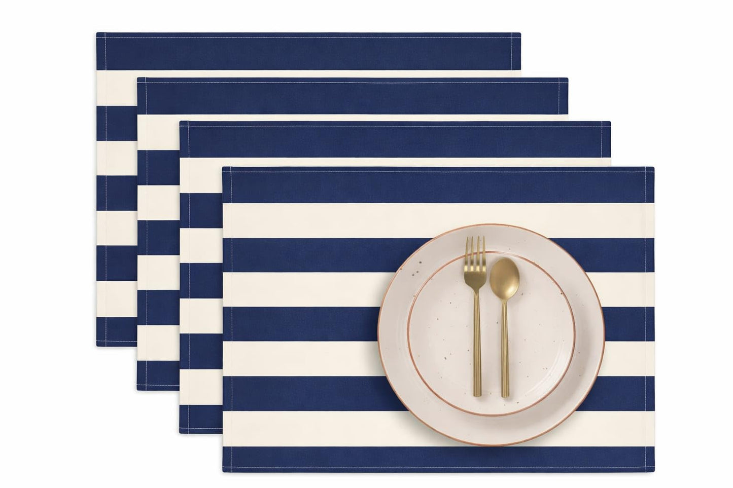 Folkulture Placemats Set of 4 (13 x 19) | 100% Cotton,Cute,Heat Resistant,Machine Washable Striped Place Mats | Blue & White Rectangular Table Placemats or Dining Table Mats