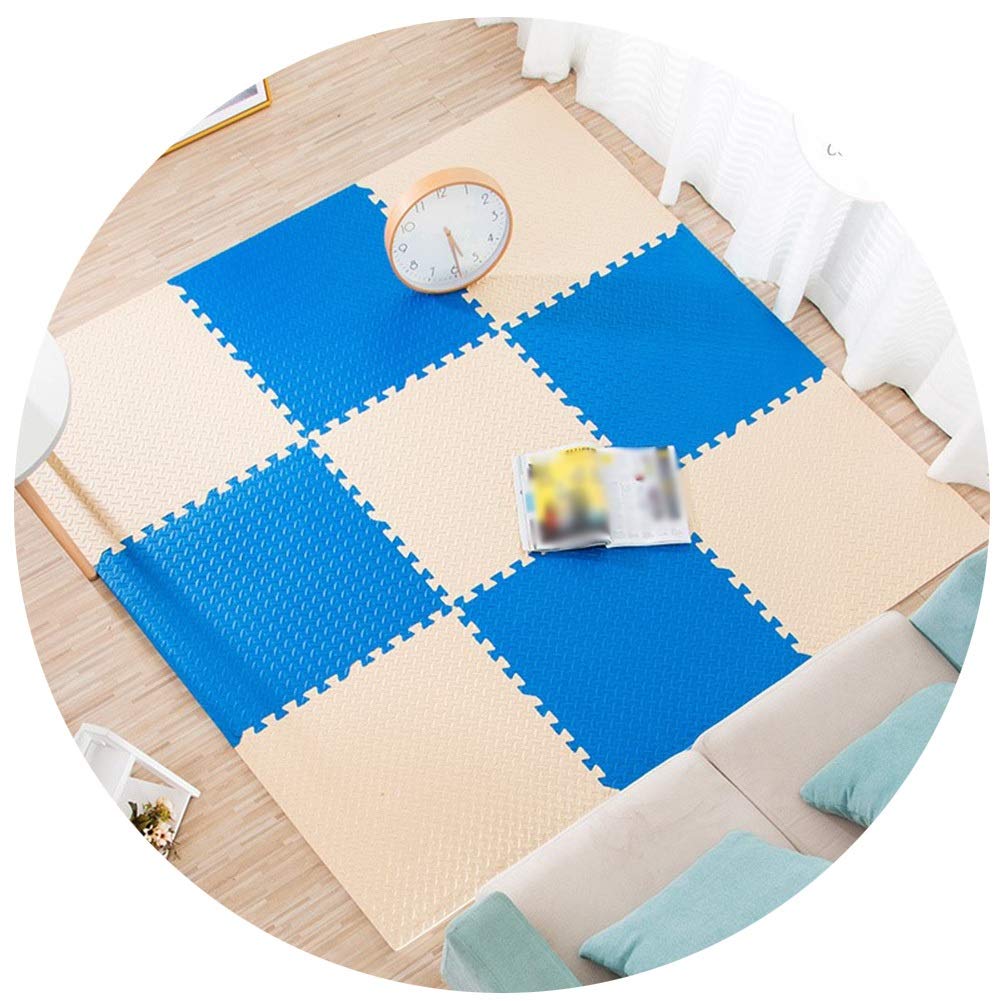 ALGFree Infant Child Bedroom Crawling Mat, Non-Slip Soft Anti-Fall Puzzle Pad, 30x30cm/60x60cm, Thickness 1.2cm (Color : Blue, Size : 60x60x1.2cm-6pcs)